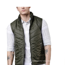 Hot Sale mock collar winter warm sleeveless jacket army green classic quilted vest men's gilet